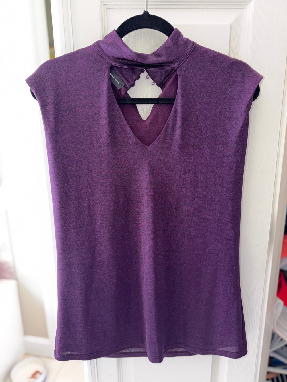 INC International Concepts Sleeveless Purple Mock-Neck Top with Keyhole